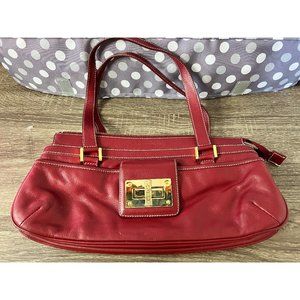 Vintage Lauren by Ralph Lauren Leather handbag Red w/turn lock closure